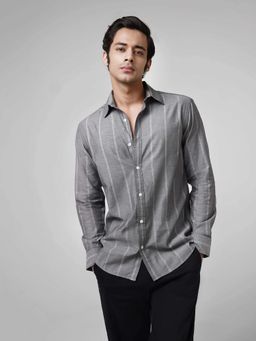Cove and Lane - Montclair Grey Cotton Slim Fit Shirt