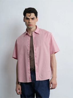 Cove and Lane - Coral Pink Cotton Relaxed Fit Shirt