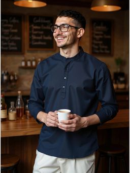Cove and Lane - Kensington Navy Blue Linen Relaxed Fit Shirt