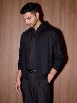 Cove and Lane - Black Linen Bomber Jacket
