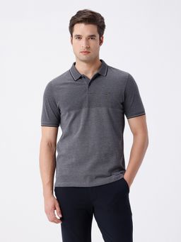 Crocodile - Grey Textured Polo T-Shirt