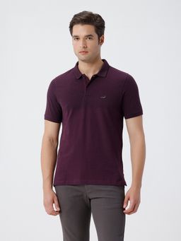 Crocodile - Purple Textured Polo T-Shirt