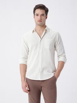 Crocodile - Cotton Linen Stripe Shirt In White