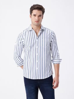 Crocodile - Smart. Series Awning Stripe Shirt In White