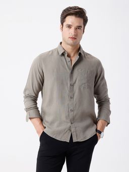 Crocodile - Linen Blend Shirt In Dark Olive