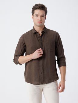 Crocodile - Linen Blend Shirt In Brown