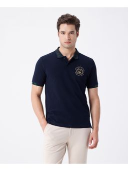 Crocodile - Navy Blue Printed Polo T-Shirt