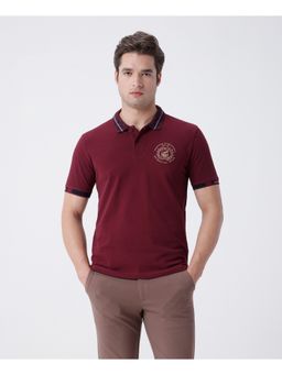 Crocodile - Maroon Printed Polo T-Shirt