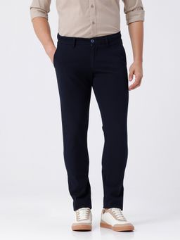 Crocodile - Cotton Blend Textured Essential Navy Blue Pant