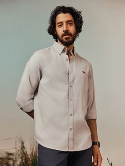 Andamen - Pure Cotton Balsa Twill Regular Fit Grey Shirt