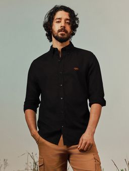 Andamen - Pure Cotton Balsa Twill Slim Fit Black Shirt