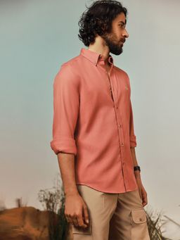 Andamen - Pure Cotton Pink Balsa Twill Slim Fit Shirt