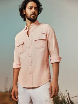 Andamen - Pure Cotton Balsa Twill Regular Fit Pink Shirt