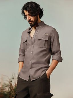 Andamen - Pure Cotton Balsa Twill Regular Fit Brown Shirt