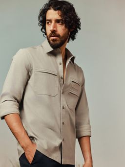 Andamen - Stretchable Regular Fit Khaki Shirt