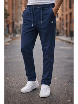 Parcel Yard - Blue Solid Side and Back Pockets Track Pant
