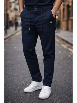 Parcel Yard - Navy Blue Solid Side and Back Pockets Track Pant