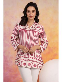 KAFTANIZE - Magenta Colour Printed Russian Silk Tunic