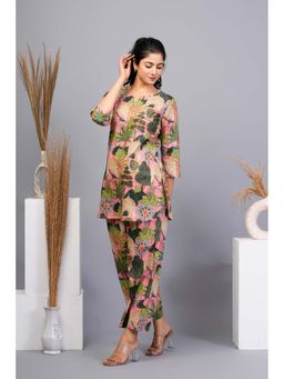 KAFTANIZE - Multi Colour Floral Printed Cotton Kurti with Pant (Set of 2)