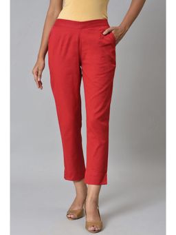 Aurelia - Red Ankle Length Aurelia Trousers