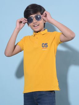 CRIMSOUNE CLUB - Boy's Mustard Solid Polo T-Shirt