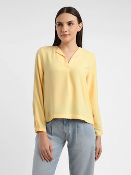 Levi's - Women Solid Yellow V Neck Top