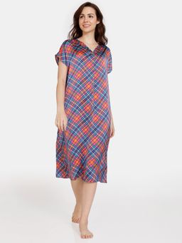 Zivame - Modern Love Woven Mid Length Nightdress - Medieval Blue
