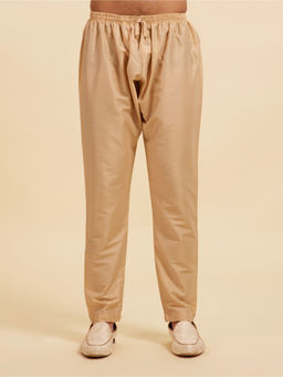 Diwas by Manyavar - Beige Art Silk Solid Pyjama for Men