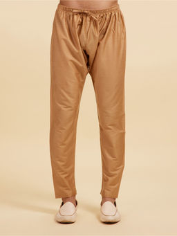 Diwas by Manyavar - Fawn Art Silk Solid Pyjama for Men