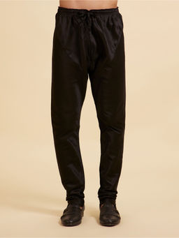 Diwas by Manyavar - Black Art Silk Solid Pyjama for Men