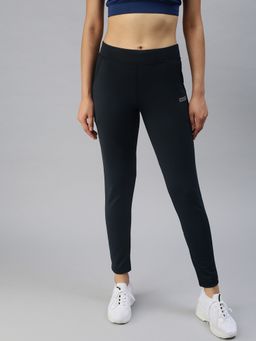 SHOWOFF - Women Slim Fit Navy Blue Solid Track Pants