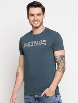 Being Human - Men Solid Teal T-Shirt