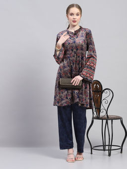 Monte Carlo - Women Regular Fit Full Sleeve Collar Kurti With Pant