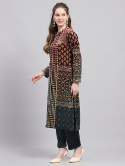 Monte Carlo - Women Regular Fit Full Sleeve Collar Kurti With Pant