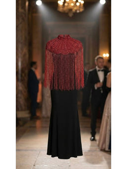 HANDME - Minimalist Maroon Embroidered Cape