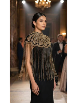 HANDME - Black And Gold Embroidered Cape