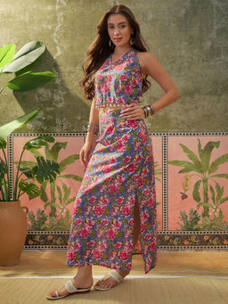 Stylum - Turquoise Floral Printed Cotton Co-Ord Set