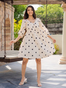 HOUSE OF JAMOTI - Black Heart Knee Length Dress