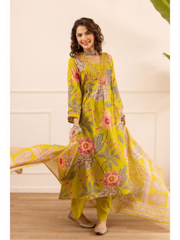 Autumnlane - Karen Mimosa Embroidered Cotton Kurta with Pant & Dupatta