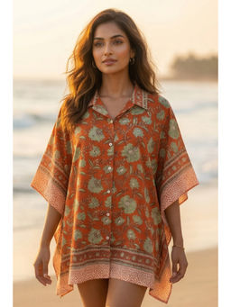 NAVYAS FASHION - Orange Block Printed Kaftan Top
