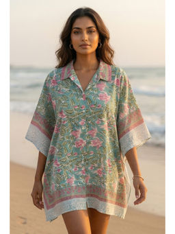 NAVYAS FASHION - Green Block Printed Kaftan Top