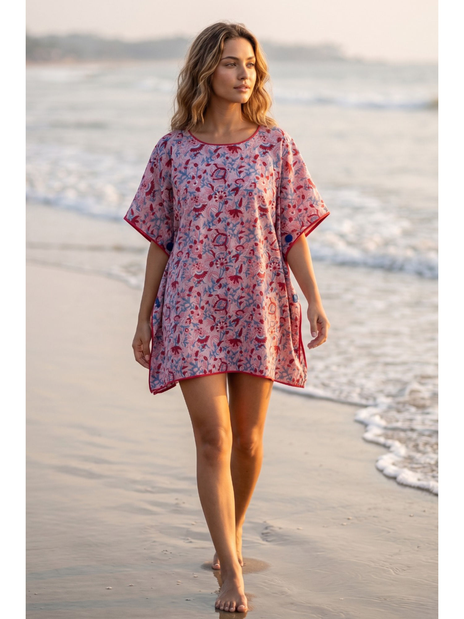 navyas fashion Pink Block Printed Kaftan Top-picture-12