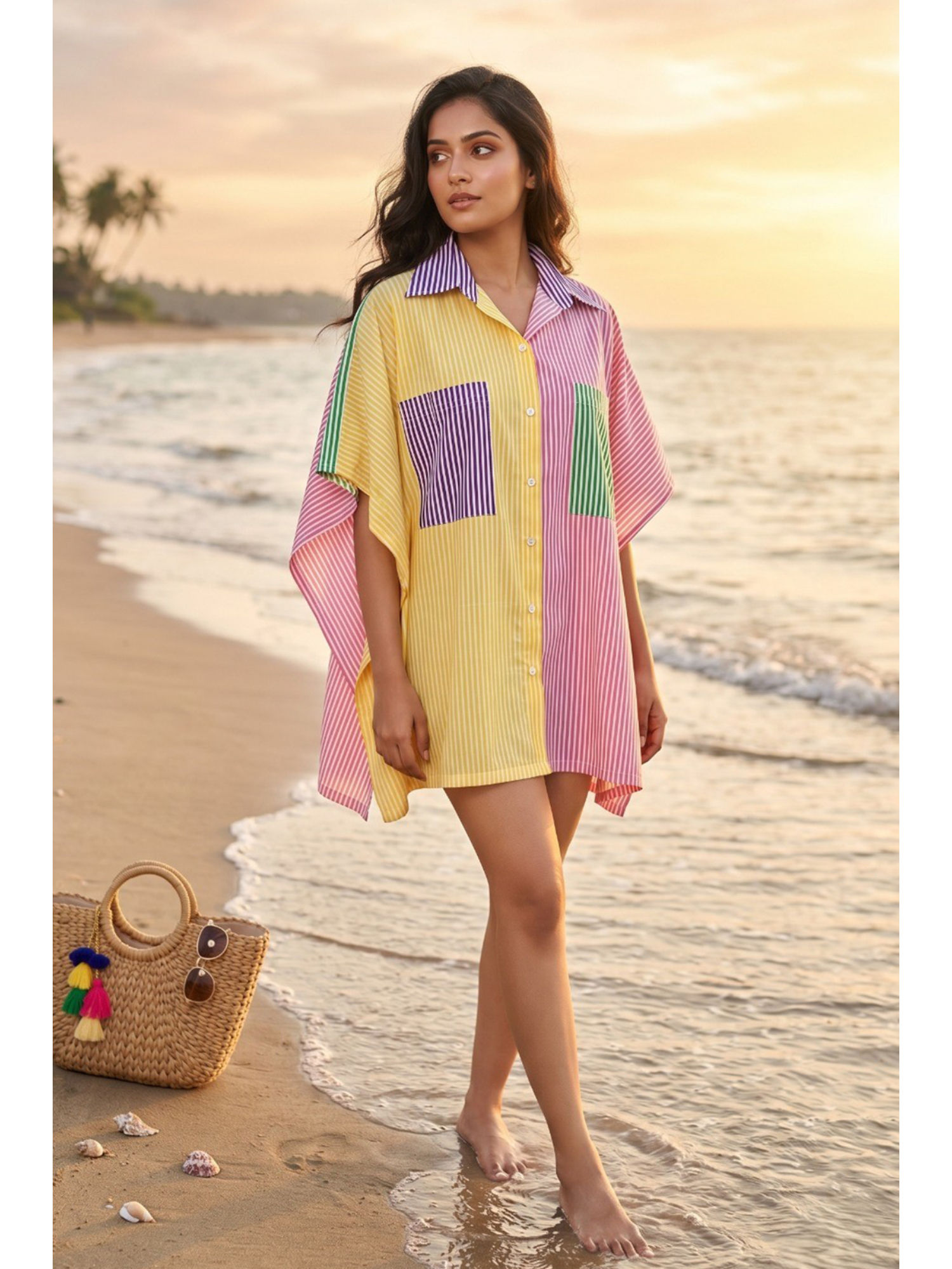 navyas fashion Multi-Colour Block Print Cotton Kaftan Top-picture-13