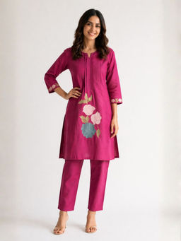 Autumnlane - Jayna Mulberry Embroidered Kurta With Pant
