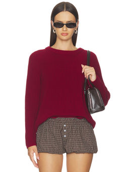 525 - Jane Women's Crochet Knit Cotton Pullover Sweater Wine