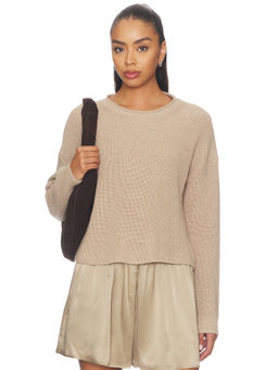 525 - Daphne Women's Cropped Rib Knit Pullover Sweater Taupe