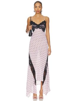 AFRM - Vince Women's Floral Printed Lace Trim Maxi Dress Purple