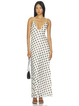 AFRM - Romy Women's Polka Dot V-Neck Maxi Dress Cream
