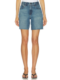 AG Jeans - Ex-Boyfriend Women's High-Waist Raw Hem Denim Shorts Blue