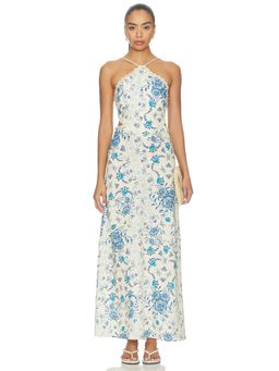 Agua Bendita - Indira Bleu Women's Floral Print Halter Neck Maxi Dress Multi-Color